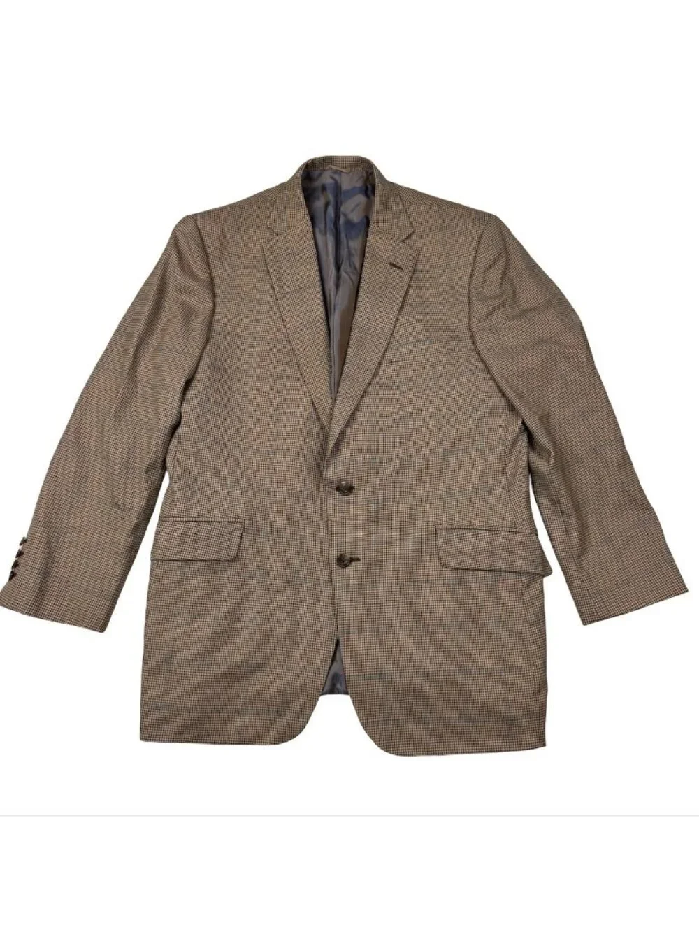 Innocenti Men’s Bespoke Custom Surgeons Cuffs Blazer Brown Windowpane • 44R